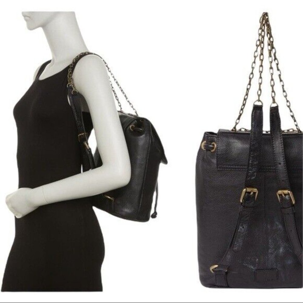 NEW Frye Jade Studded Leather Backpack ADJUSTABLE Chain/Leather Strap Black NWT